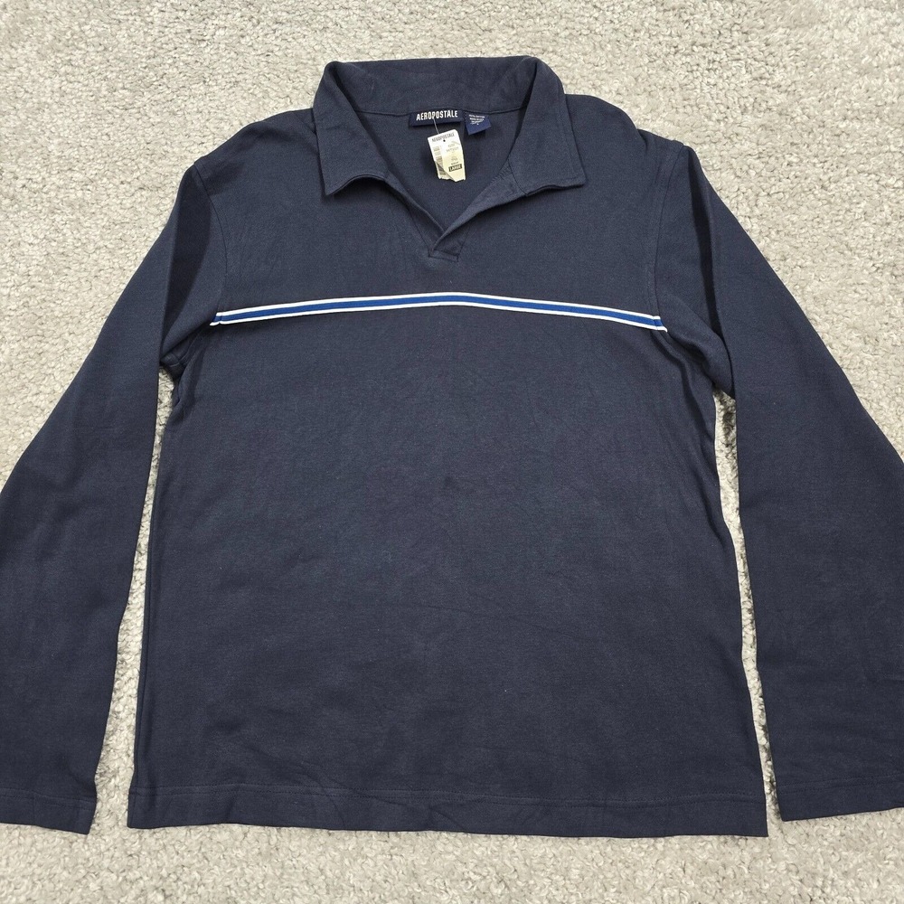 Vintage Aeropostale Mens Long Sleeve Pullover Shirt Size‎ L Blue Y2K Casual